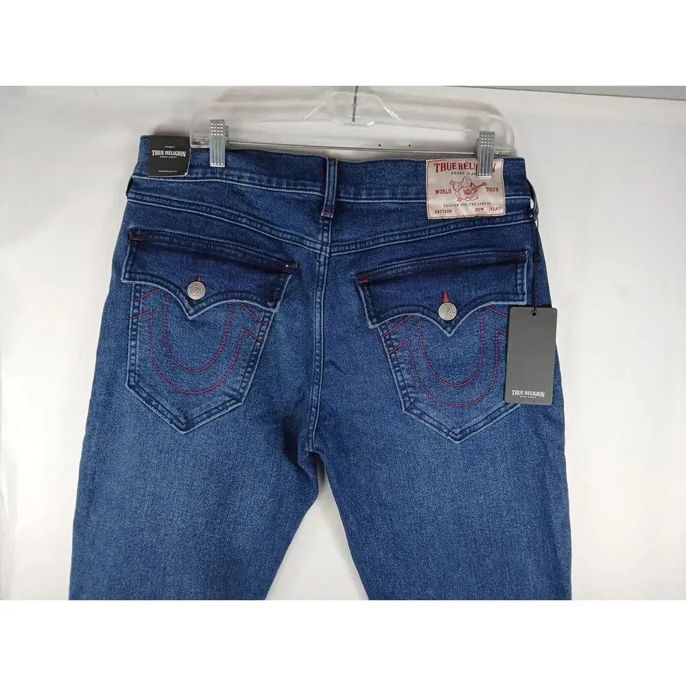 True Religion Blue Jeans Ricky SN Flap Straight Men's US Size 34 New With Tags